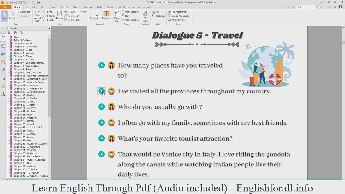 'Video thumbnail for Learn English Through Pdf | English Conversation About Travel'