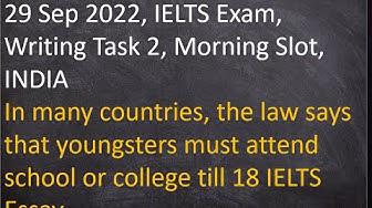 'Video thumbnail for 29 Sep 2022, IELTS Exam, Writing Task 2, Morning Slot, INDIA,In many countries, the law says'