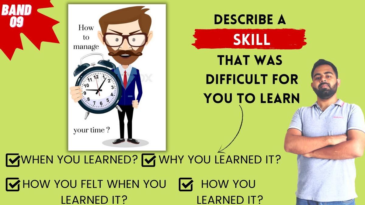 'Video thumbnail for Describe a skill that was difficult for you to learn | IELTS Cue Card | Follow up questions'